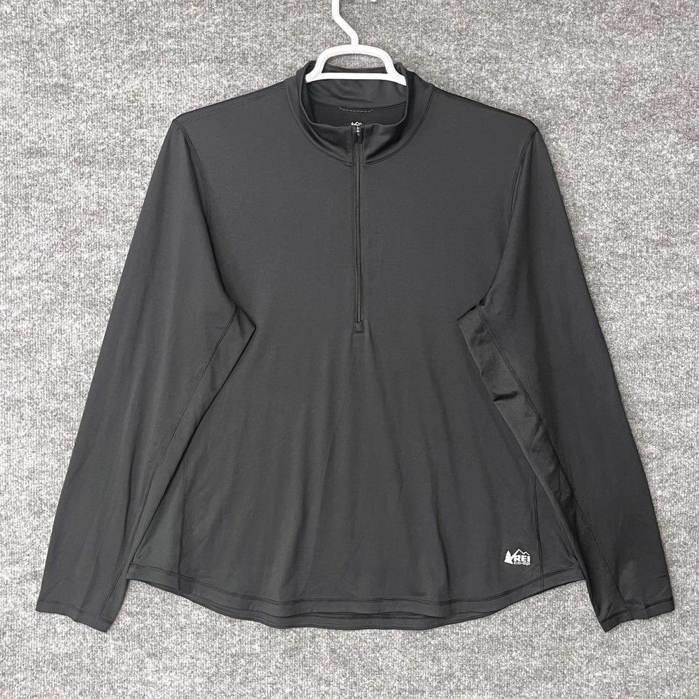 REI Co-op Mens 2XL Black Quarter Zip Pullover Long Sleeve Performance Shirt 6022